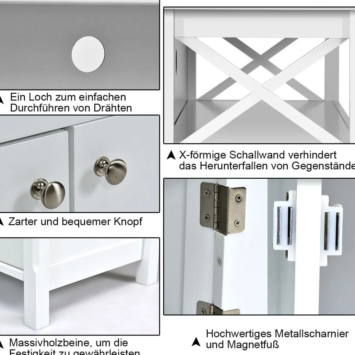 TV-Kommode für Fernseher TV Schrank Kommode Lowboard mit Regal Holz 112 x 40 x 61 cm Weiß