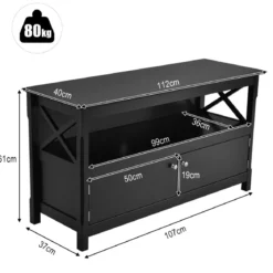 TV-Kommode TV Schrank Wohnzimmerschrank Sideboard Fernsehtisch Holz 112 x 40 x 61 cm Schwarz