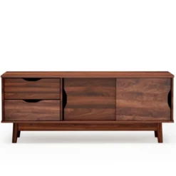 TV-Regal TV-Konsolenschrank für Fernseher bis zu 60 Zoll mit 2 Schubladen 120 x 45 x 45 cm Walnuss
