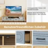TV Schrank Bambus Lowboard für Fernseher bis zu 80 Zoll Fernsehschrank mit 2 Schubladen & 2 Türen & Fach Blau