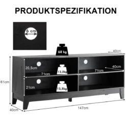 TV-Schrank Fernsehschrank Holz TV-Ständer Fernseher Fernsehtisch mit Regale Dunkelbraun