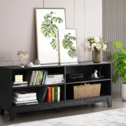 TV-Schrank Fernsehschrank Holz TV-Ständer Fernseher Fernsehtisch mit Regale Dunkelbraun