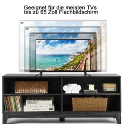 TV-Schrank Fernsehschrank Holz TV-Ständer Fernseher Fernsehtisch mit Regale Dunkelbraun