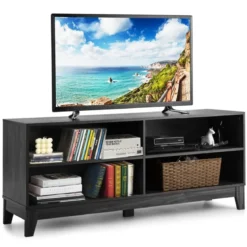 TV-Schrank Fernsehschrank Holz TV-Ständer Fernseher Fernsehtisch mit Regale Dunkelbraun