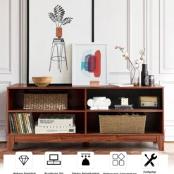 TV-Schrank Fernsehschrank Holz TV-Ständer Fernseher mit Regalen 147 x 40 x 61 cm Braun
