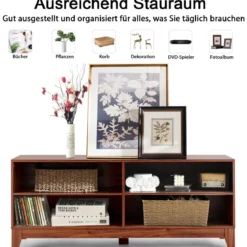 TV-Schrank Fernsehschrank Holz TV-Ständer Fernseher mit Regalen 147 x 40 x 61 cm Braun