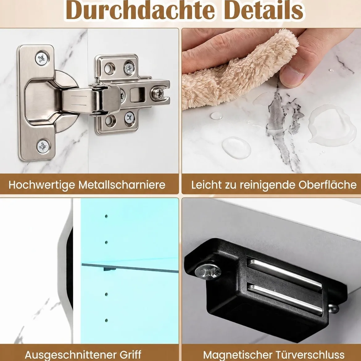 TV-Schrank Fernsehschrank mit Ablagefläche & 3 Offenen Fächer bis zu 65 Zoll Weiß
