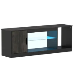 TV-Schrank Fernsehschrank mit Ablagefläche & 3 Offenen Fächer bis zu 65 Zoll Schwarz