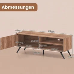 TV Schrank Fernsehschrank mit Schrank & 2 Offenen Fächern TV Lowboard 120 x 40 x 44,5 cm
