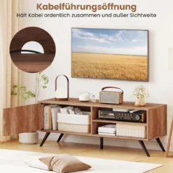TV Schrank Fernsehschrank mit Schrank & 2 Offenen Fächern TV Lowboard 120 x 40 x 44,5 cm