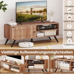 TV Schrank Fernsehschrank mit Schrank & 2 Offenen Fächern TV Lowboard 120 x 40 x 44,5 cm