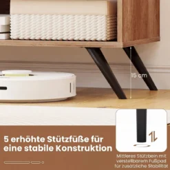 TV Schrank Fernsehschrank mit Schrank & 2 Offenen Fächern TV Lowboard 120 x 40 x 44,5 cm