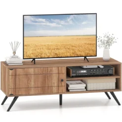 TV Schrank Fernsehschrank mit Schrank & 2 Offenen Fächern TV Lowboard 120 x 40 x 44,5 cm