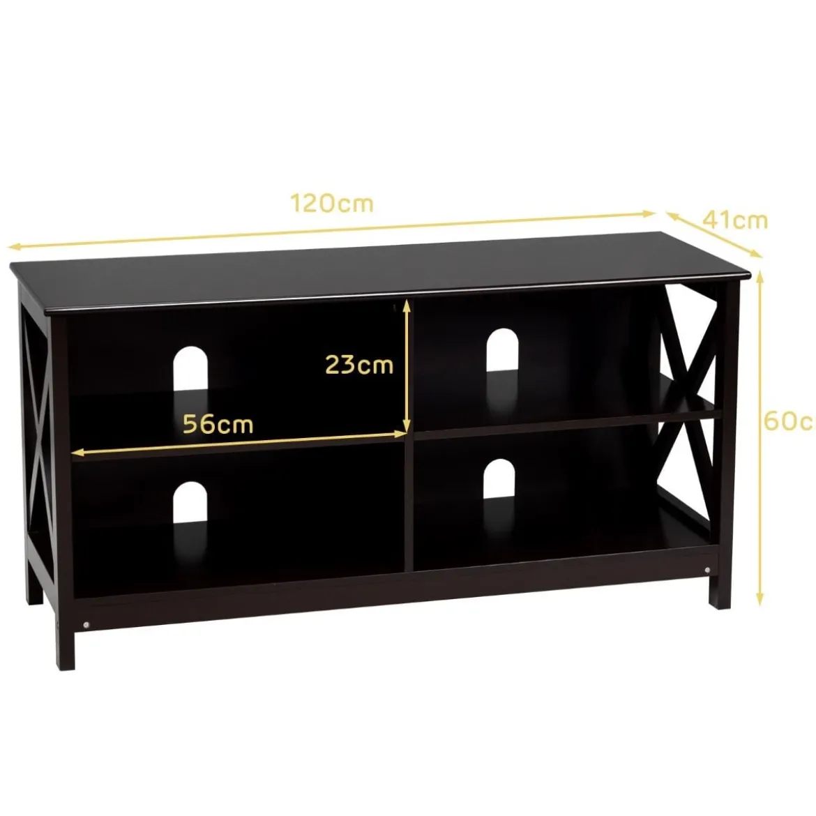 TV Schrank Fernsehschrank 3-stufige Rustikale Kommode mit Regalen 120 x 41 x 60 cm Braun