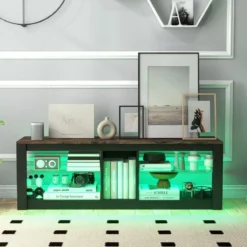 TV Schrank mit LED Beleuchtung für Fernseher bis 65 Zoll Modernes Entertainment Center