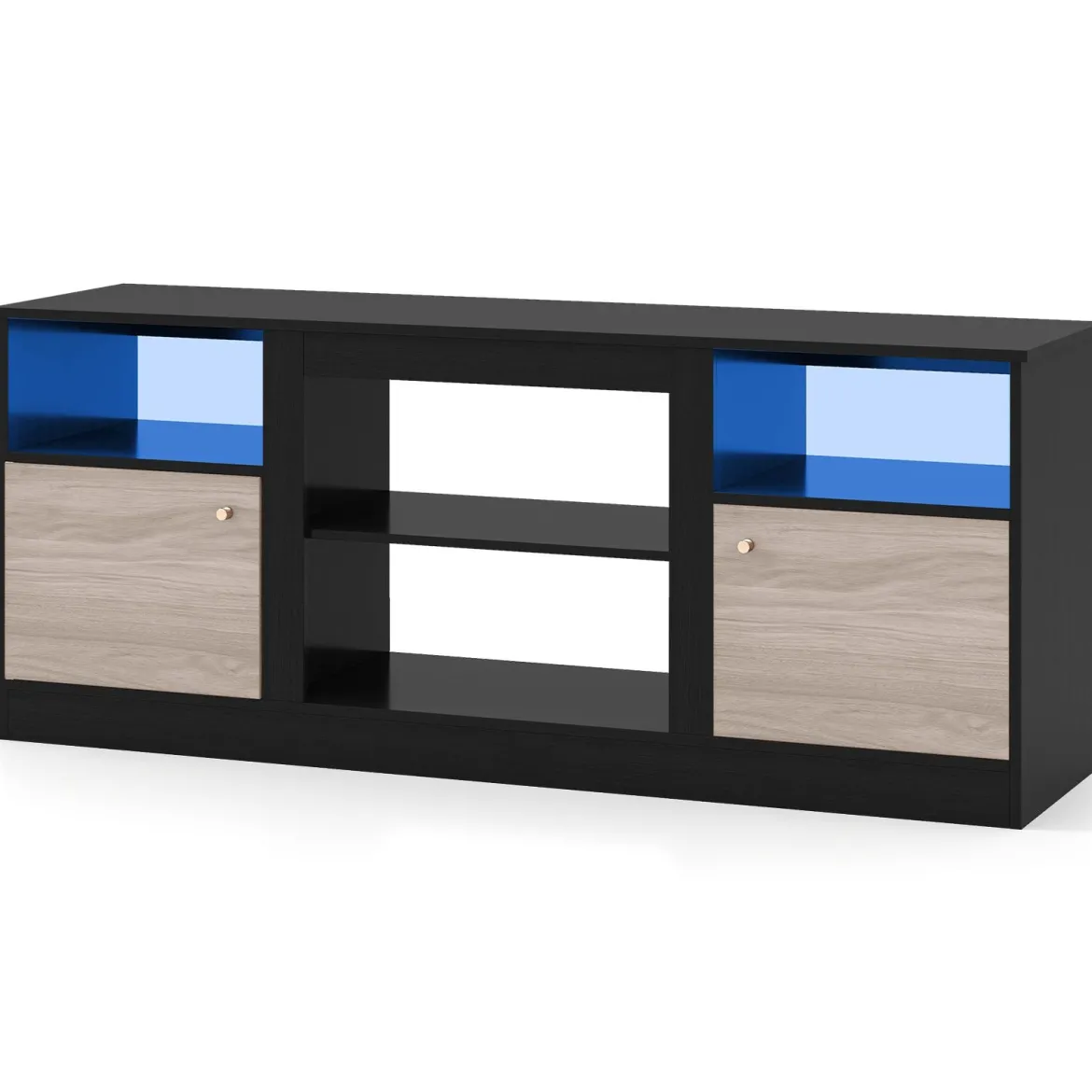 TV-Schrank mit LED-Lichtern für 65" Fernseher Fernsehschrank mit Verstellbarem Regal