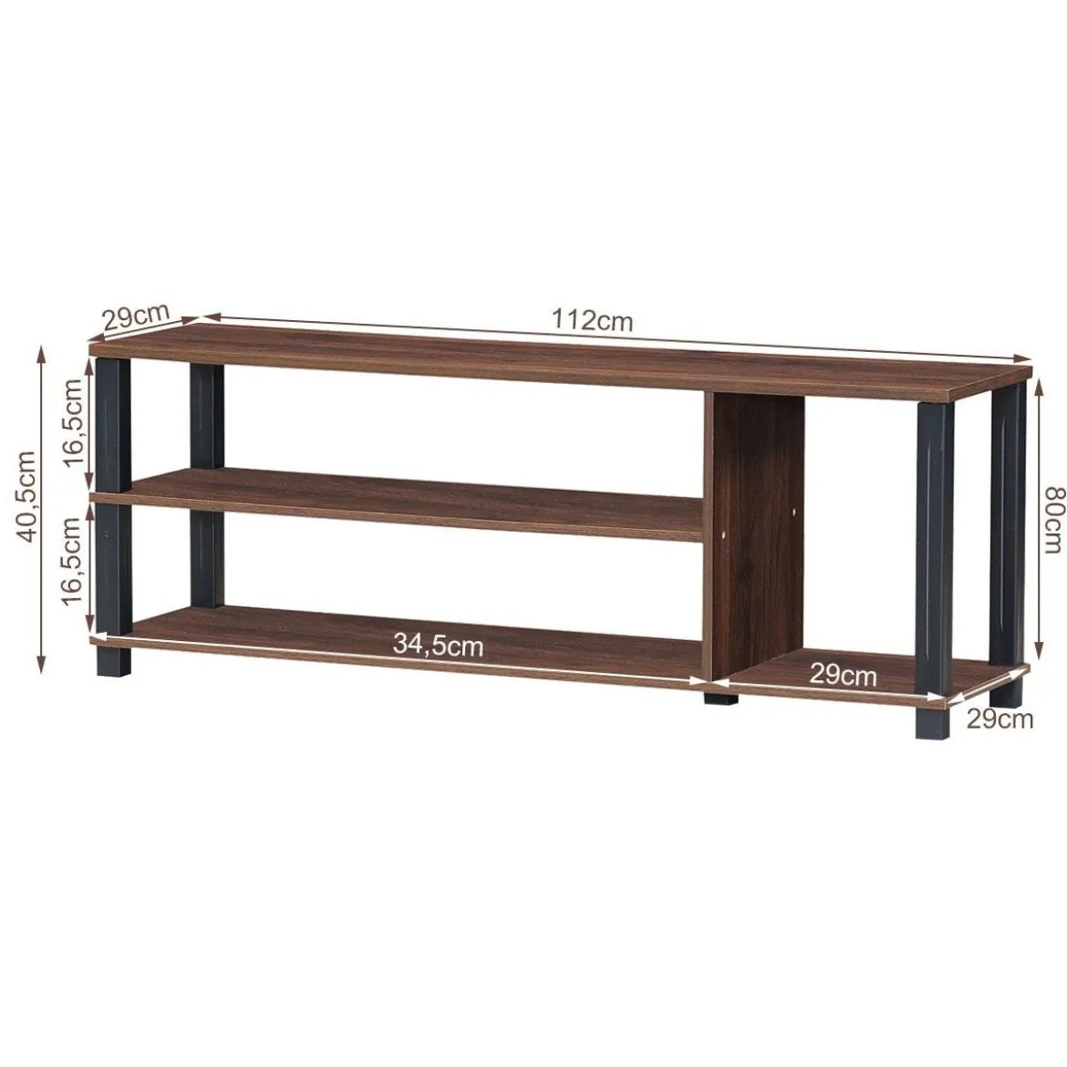 TV-Ständer Fernseher Fernsehtisch mit Regale Sideboard Wohnzimmerschrank Braun