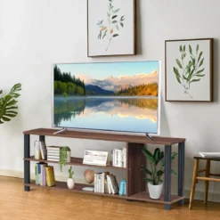 TV-Ständer Fernseher Fernsehtisch mit Regale Sideboard Wohnzimmerschrank Braun