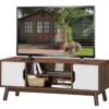 TV-Ständer Fernsehschrank Holz für TVs bis zu 50" Fernsehtisch mit offenem Regal Weiß