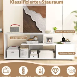 TV-Ständer für Fernseher bis zu 55 Zoll mit Ablageflächen & Schrank TV Schrank Lowboard