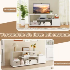 TV-Ständer für Fernseher bis zu 55 Zoll mit Ablageflächen & Schrank TV Schrank Lowboard