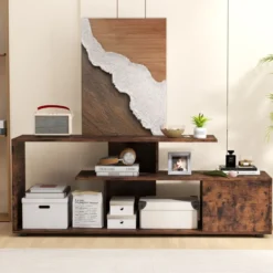 TV-Ständer für Fernseher bis zu 55 Zoll mit Ablageflächen & Schrank TV Schrank Lowboard