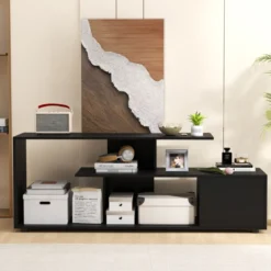 TV-Ständer für Fernseher bis zu 55 Zoll mit Ablageflächen & Schrank TV Schrank Lowboard