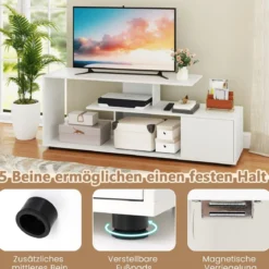 TV-Ständer für Fernseher bis zu 55 Zoll mit Ablageflächen & Schrank TV Schrank Lowboard