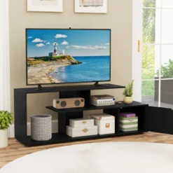 TV-Ständer für Fernseher bis zu 55 Zoll mit Ablageflächen & Schrank TV Schrank Lowboard