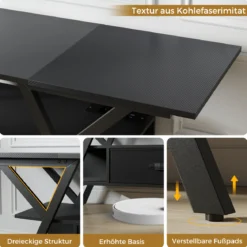 TV-Ständer für 65-Zoll-Fernseher 3-stufiges Entertainment-Center mit LED-Leuchten Schwarz/Rustikal Braun