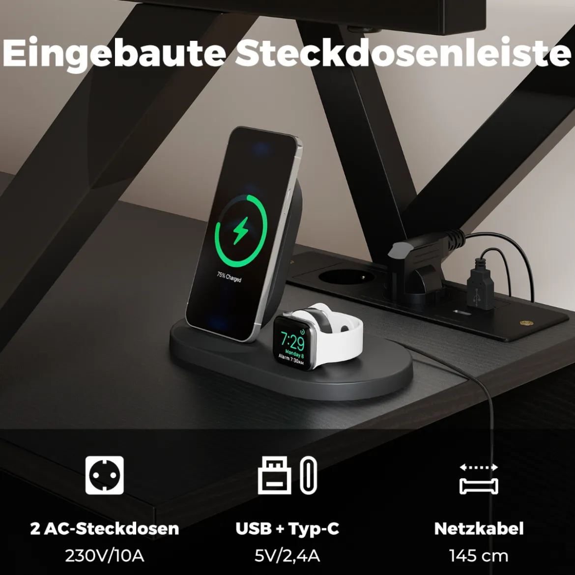 TV-Ständer für 65-Zoll-Fernseher 3-stufiges Entertainment-Center mit LED-Leuchten Schwarz/Rustikal Braun