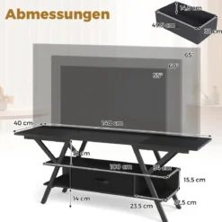 TV-Ständer für 65-Zoll-Fernseher 3-stufiges Entertainment-Center mit LED-Leuchten Schwarz/Rustikal Braun