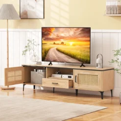 TV-Ständer für 65 Zoll Fernsehgeräte TV-Schrankmit 2 Türen & Schublade Lowboard Fernsehschrank