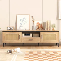 TV-Ständer für 65 Zoll Fernsehgeräte TV-Schrankmit 2 Türen & Schublade Lowboard Fernsehschrank