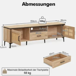 TV-Ständer für 65 Zoll Fernsehgeräte TV-Schrankmit 2 Türen & Schublade Lowboard Fernsehschrank