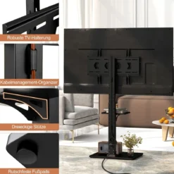 TV Ständer für 32-70 Zoll Flach & Curved Fernseher bis zu 45 KG TV-Standfüße 108-132 cmhöhenverstellbar mit 2 Steckdosen &USB-/ Type C