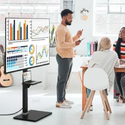 TV Ständer für 32-70 Zoll Flach & Curved Fernseher bis zu 45 KG TV-Standfüße 108-132 cmhöhenverstellbar mit 2 Steckdosen &USB-/ Type C