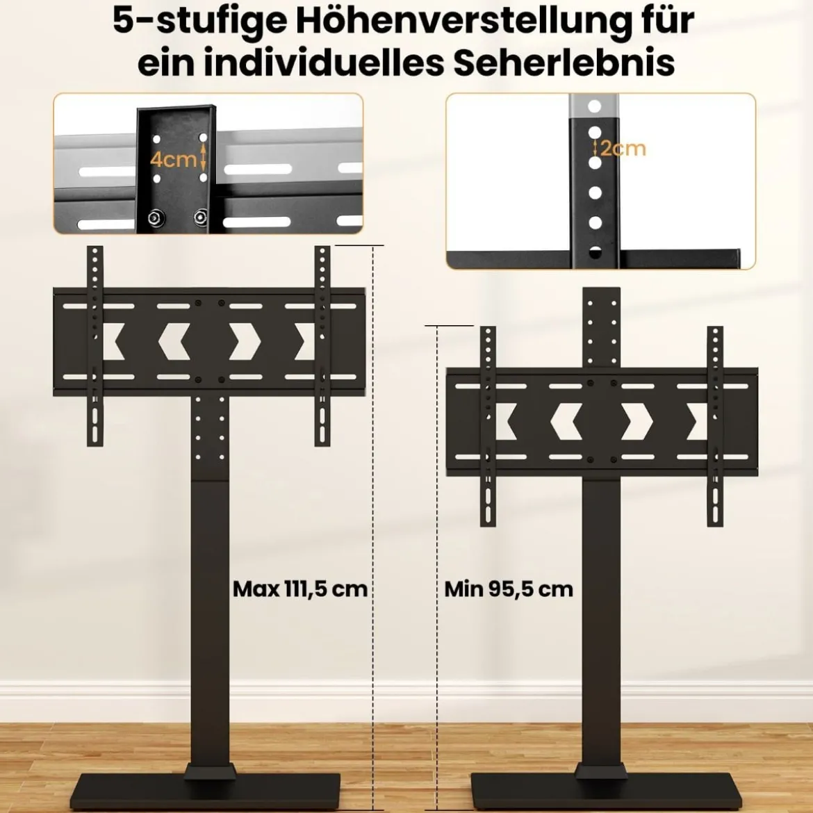TV Ständer TV Standfuss für 32-70 Zoll Fernseher bis 50 kg Fernsehständer Höhenverstellbar Schwarz