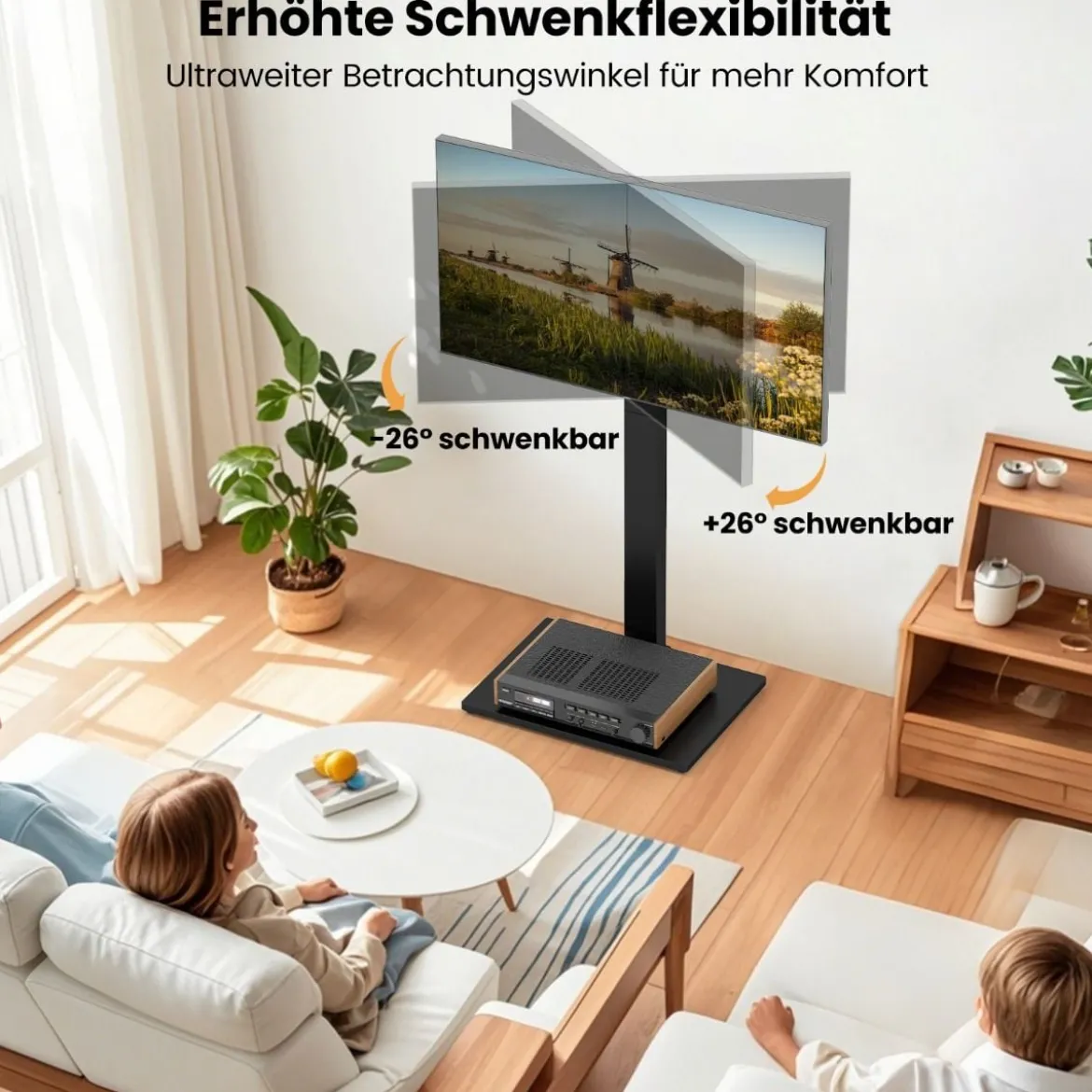 TV Ständer TV Standfuss für 32-70 Zoll Fernseher bis 50 kg Fernsehständer Höhenverstellbar Schwarz
