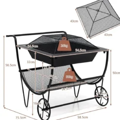 U-förmiges Kaminholzregal Metall Brennholzregal Feuerholzregal 75,5 x 58,5 x 56,5 cm Schwarz