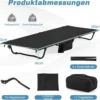 Ultraleichtes Feldbett Campingbett mit Seitentasche Tragbares Klappbett 150 kg Tragkraft Schwarz