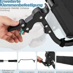 Ultraleichtes Feldbett Campingbett mit Seitentasche Tragbares Klappbett 150 kg Tragkraft Schwarz