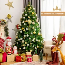 Unbeleuchteter 180 cm hoher künstlicher Weihnachtsbaum Tannenbaum mit Metallständer Grün