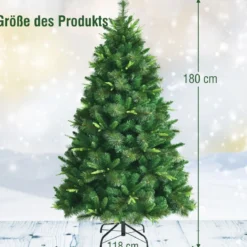 Unbeleuchteter 180 cm hoher künstlicher Weihnachtsbaum Tannenbaum mit Metallständer Grün