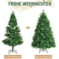 Unbeleuchteter 180 cm hoher künstlicher Weihnachtsbaum Tannenbaum mit Metallständer Grün
