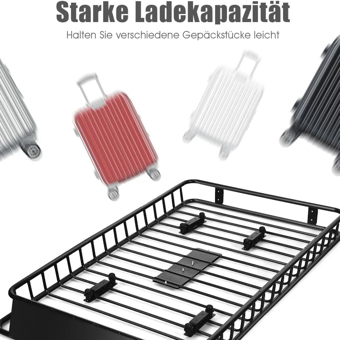 Universal-Dachgepäckträger mit 68 kg belastbar erweiterbar Dachgepäckträger Dachkorb 162x99x15cm Schwarz