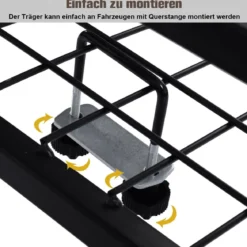 Universaler Dachgepäckträger Auto-Gepäckträger Dachkorb aus Stahl 122,5 x 102 x 15 cm Schwarz
