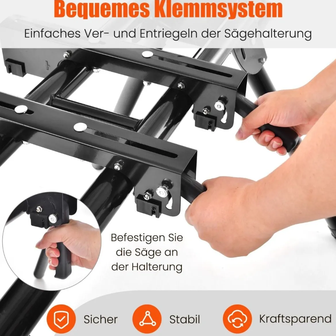 Universal-Sägeständer für Gehrungssägen Tragbarer Sägeständer mit Praktischem Klemmsystem Schwarz