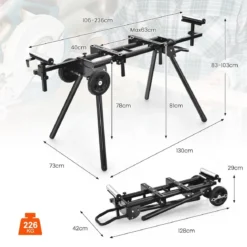 Universal-Sägeständer für Gehrungssägen Tragbarer Sägeständer mit Praktischem Klemmsystem Schwarz