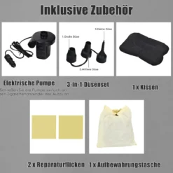Universelle Aufblasbare Luftmatratze mit Elektrischer Pumpe 142x91x48cm Schwarz
